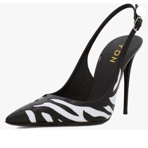 YDN Women Pointed Toe Cutout Pumps Stiletto High Heel Slingbacks, Black  Shoes